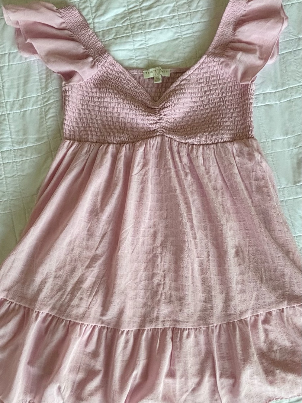 Thirty Thirty LA Pink Smocked Flutter Sleeve Mini Dress XL